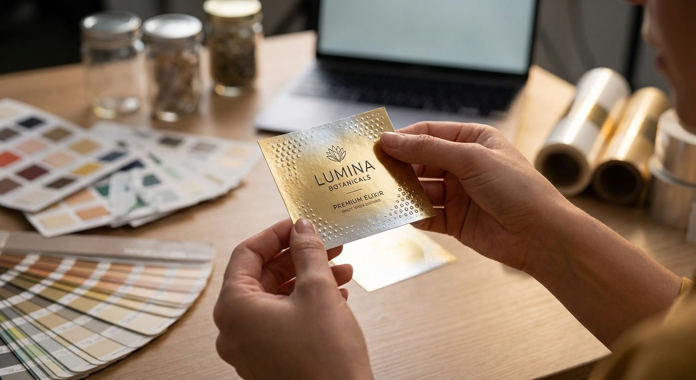 อยากขายดีต้องดูแพง! เจาะลึกเทคนิค “ปั๊มเค-สปอตยูวี” เพิ่มมูลค่าฉลากสินค้าให้แบรนด์ SME - foil-stamping-spot-uv-label-design-techniques-sme-2026