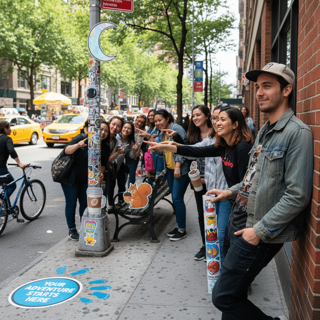 การตลาดกองโจร: 5 ไอเดียใช้สติ๊กเกอร์สร้างแบรนด์ให้ดัง - guerrilla-marketing-sticker-branding