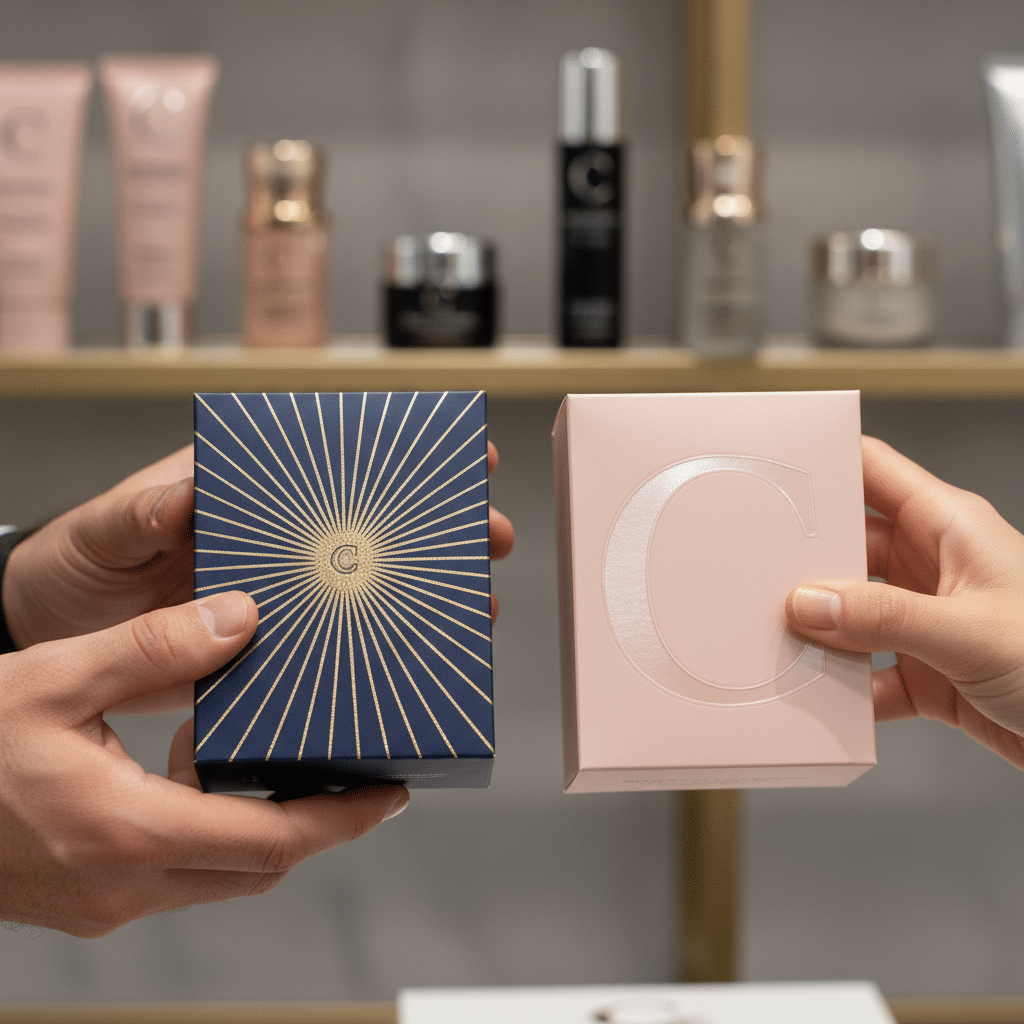 อยากอัพเกรดแบรนด์? รู้จัก 'เคทอง (Hot Stamp) vs Spot UV' เทคนิคพิมพ์กล่องให้ดูแพง - hot-stamp-vs-spot-uv-packaging-technique