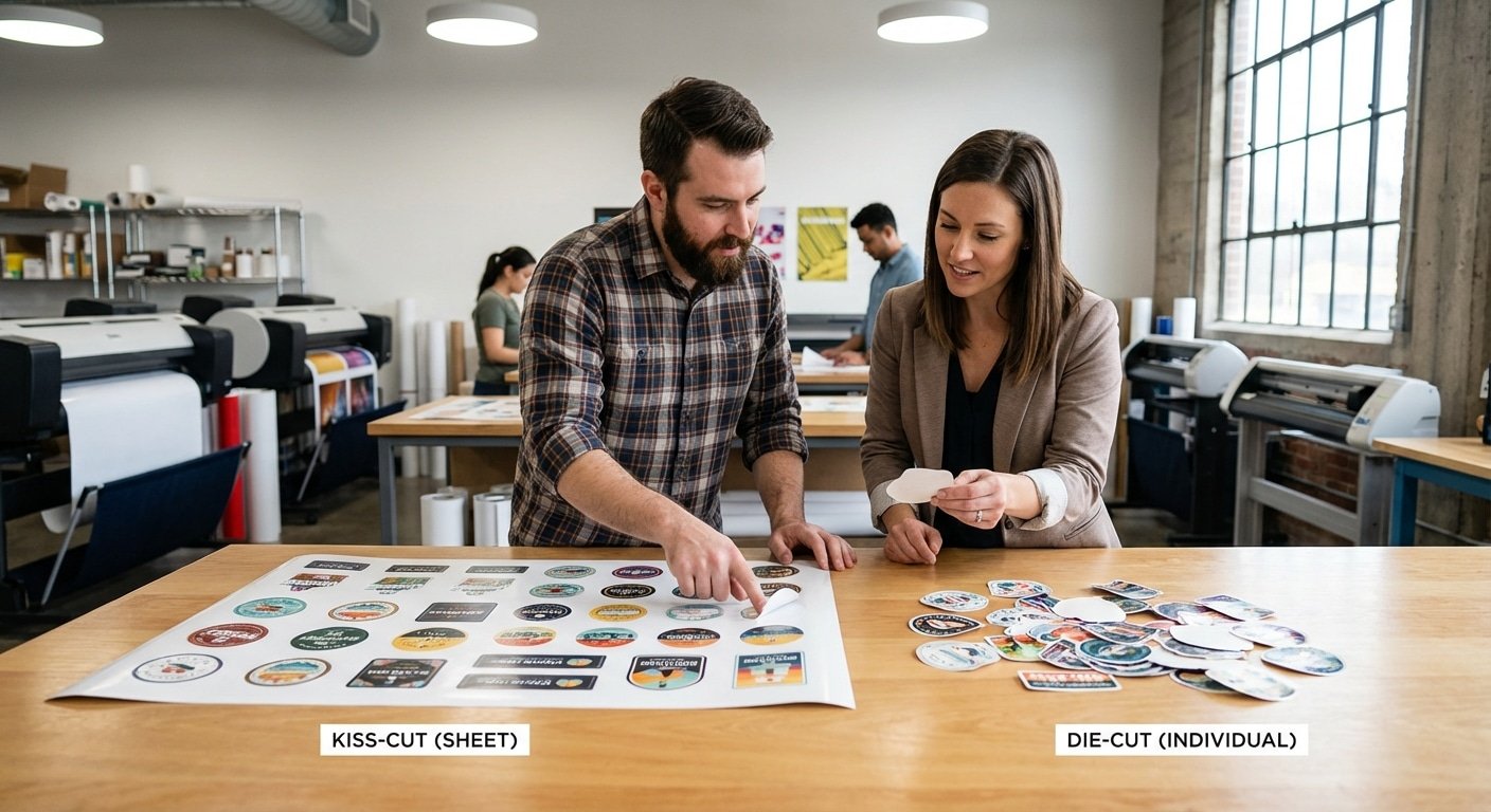 ไดคัท 50% vs 100% ต่างกันตรงไหน? เลือกตัดสติ๊กเกอร์ให้เหมาะกับงาน - kiss-cut-vs-die-cut-sticker-selection-guide