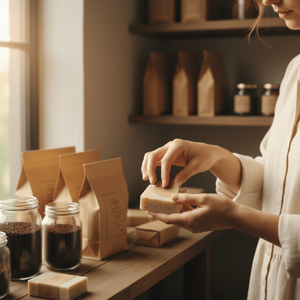 อยากให้สินค้าดูออร์แกนิค? ต้องใช้ 'สติ๊กเกอร์กระดาษคราฟท์' เทรนด์มินิมอลปี 2026 - kraft-paper-sticker-organic-branding-trend-2026