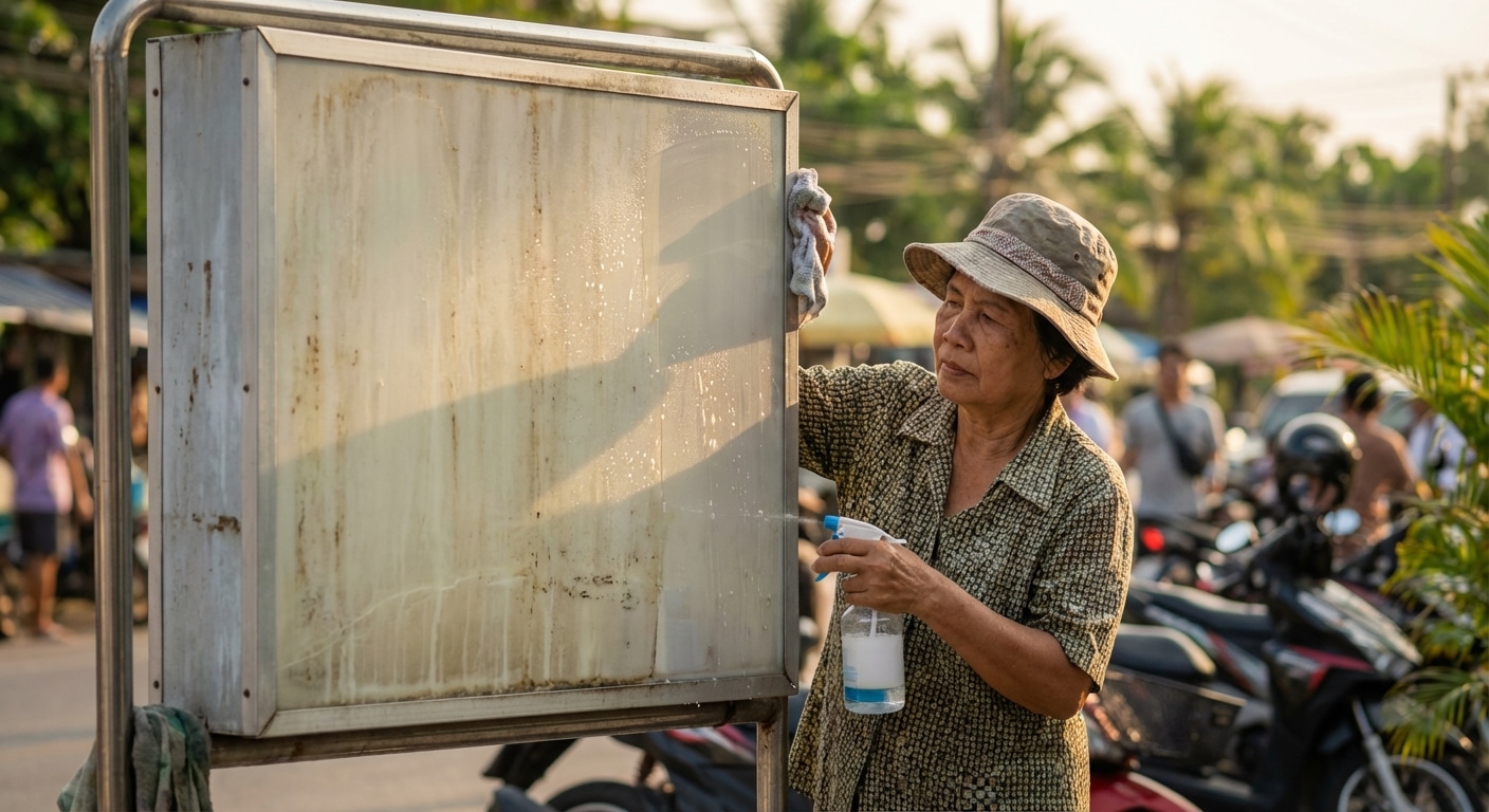 ป้ายไวนิลซีดจางไวทำไงดี? 4 วิธีดูแลป้ายโฆษณากลางแจ้งให้อยู่นานท้าแดดเมืองไทย - maintenance-tips-outdoor-vinyl-signage-thailand