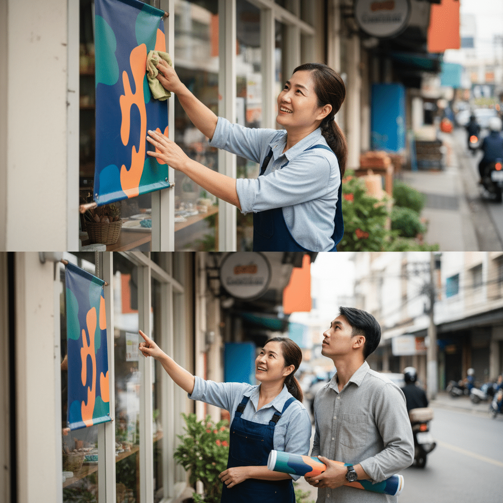 ยืดอายุ 'ป้ายไวนิล' 3 เคล็ดลับดูแลหน้าร้านให้สวยทน - outdoor-signage-care-tips-thailand