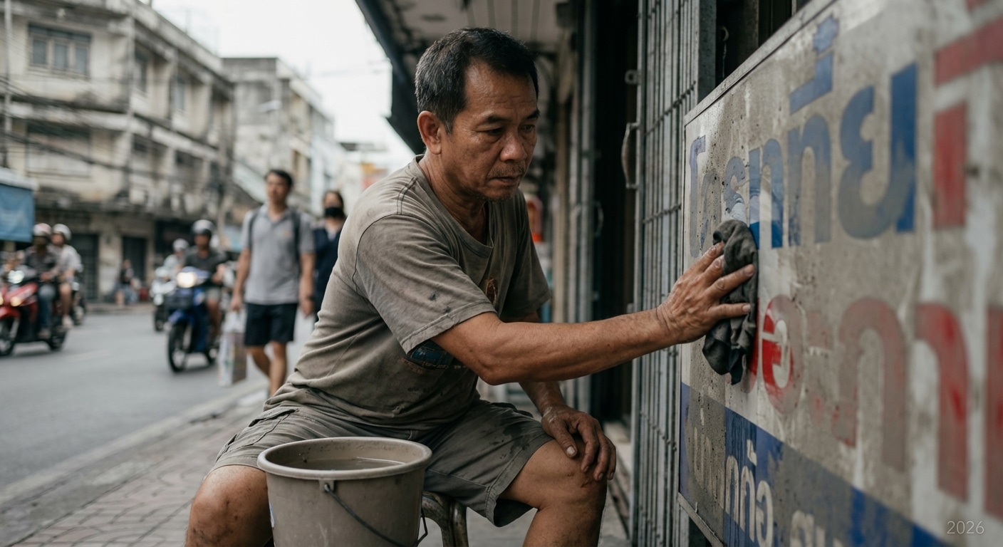 ป้ายไวนิลซีดไวเพราะฝุ่น PM 2.5? เจาะวิธีดูแล 'ป้ายหน้าร้าน' ให้สีสดทนแดด ปี 2026 - outdoor-signage-maintenance-pm25-protection-tips-2026