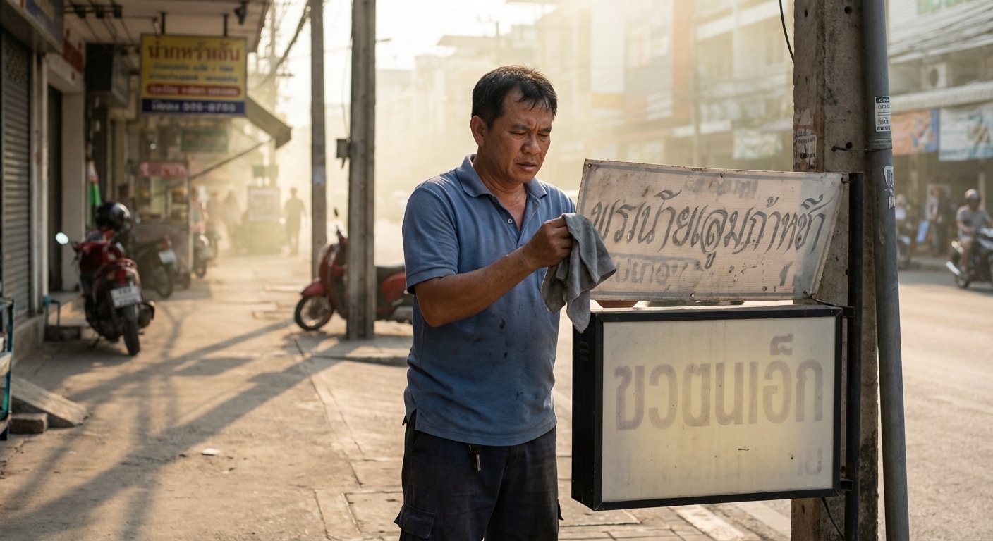 ป้ายเก่า=ลูกค้าหาย! 4 วิธีดูแล 'ป้ายไวนิล-กล่องไฟ' ให้สีสดเหมือนใหม่สู้แดดปี 2026 - outdoor-signage-maintenance-tips-2026