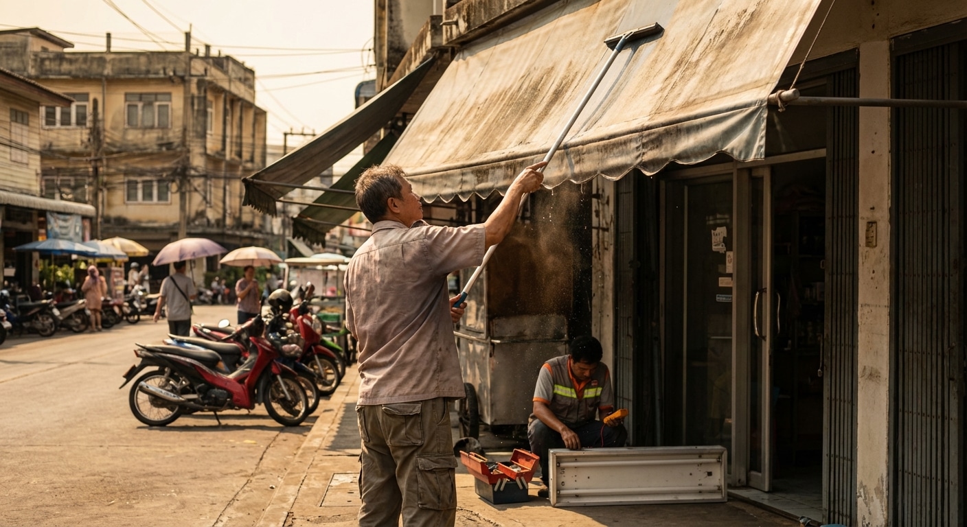 ยืดอายุป้ายหน้าร้าน! วิธีดูแล 'ป้ายไวนิล-กล่องไฟ' สู้แดดฝนปี 2026 - outdoor-signage-maintenance-tips-extend-lifespan-2026