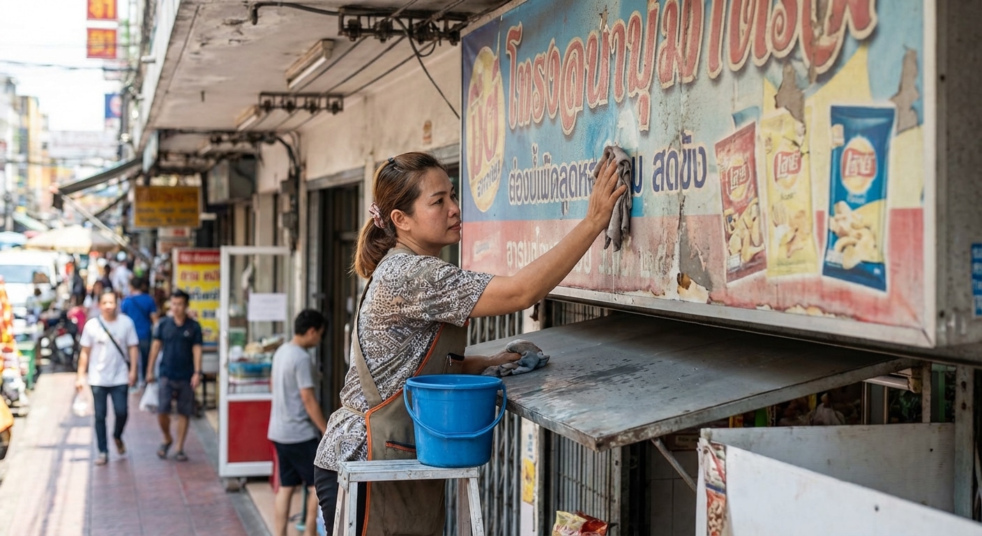 ป้ายร้านหมอง = ยอดตก? 5 วิธีดูแล “ป้ายไวนิลและกล่องไฟ” ให้สีสดเหมือนใหม่ สู้แดดเมืองไทย - outdoor-signage-maintenance-tips-vinyl-lightbox