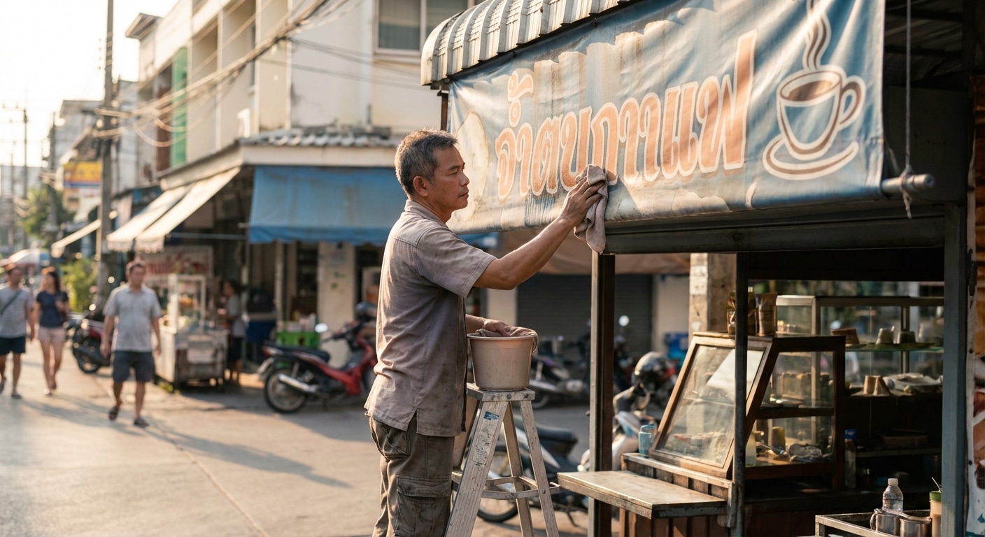 ป้ายซีดเร็ว? 5 วิธีดูแล “ป้ายไวนิล & ตู้ไฟ” ให้สีสดทนนาน - outdoor-signage-maintenance-tips-vinyl-lightbox