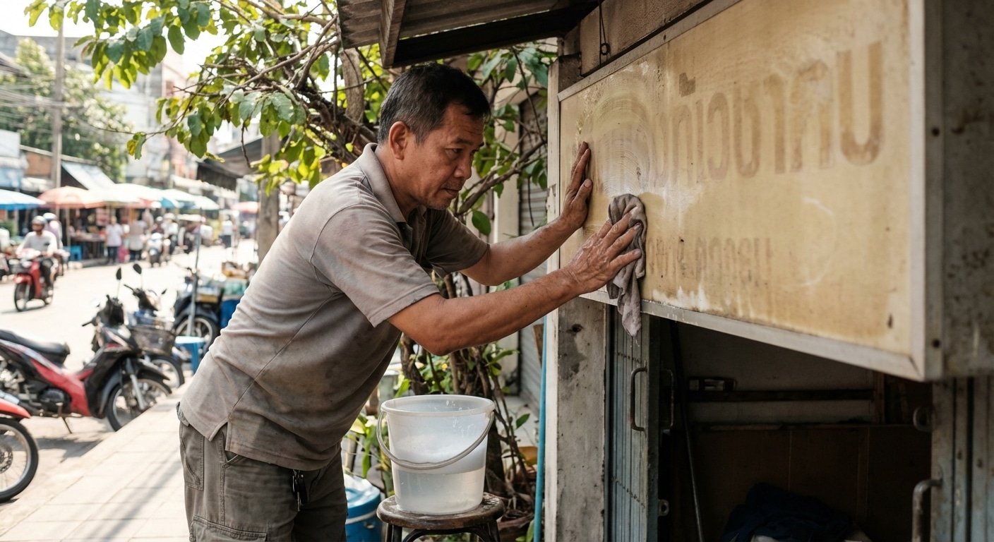 ป้ายซีด = ร้านดูโทรม! วิธีดูแล 'ป้ายไวนิลและกล่องไฟ' ให้สีสด ไม่กรอบแตก สู้แดดเมืองไทย - outdoor-signage-maintenance-tips-vinyl-lightbox