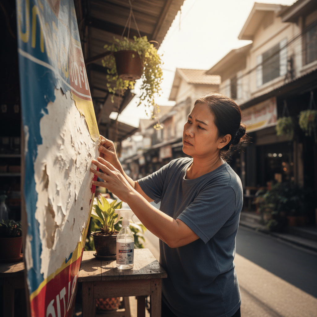 ป้ายซีดไวทำไงดี? 5 วิธีดูแล 'ป้ายไวนิล-สติ๊กเกอร์' ให้สู้แดดเมืองไทยได้นานขึ้น - outdoor-signage-sticker-maintenance-tips-uv-protection