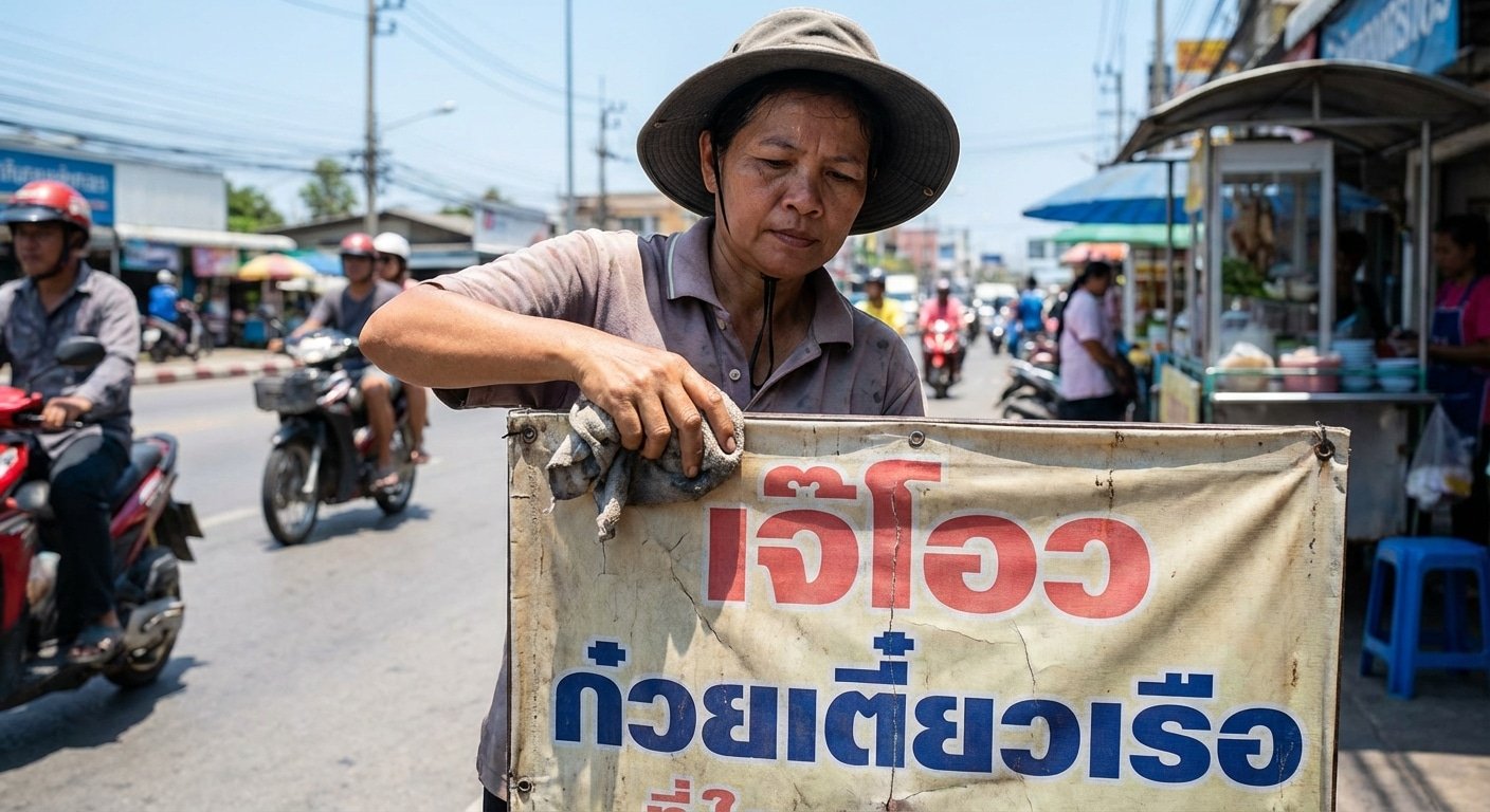 ป้ายไวนิลซีดจางไว? 5 วิธีดูแลป้ายหน้าร้านให้สีสด ทนแดดเมืองไทย - outdoor-vinyl-banner-maintenance-tips-thailand