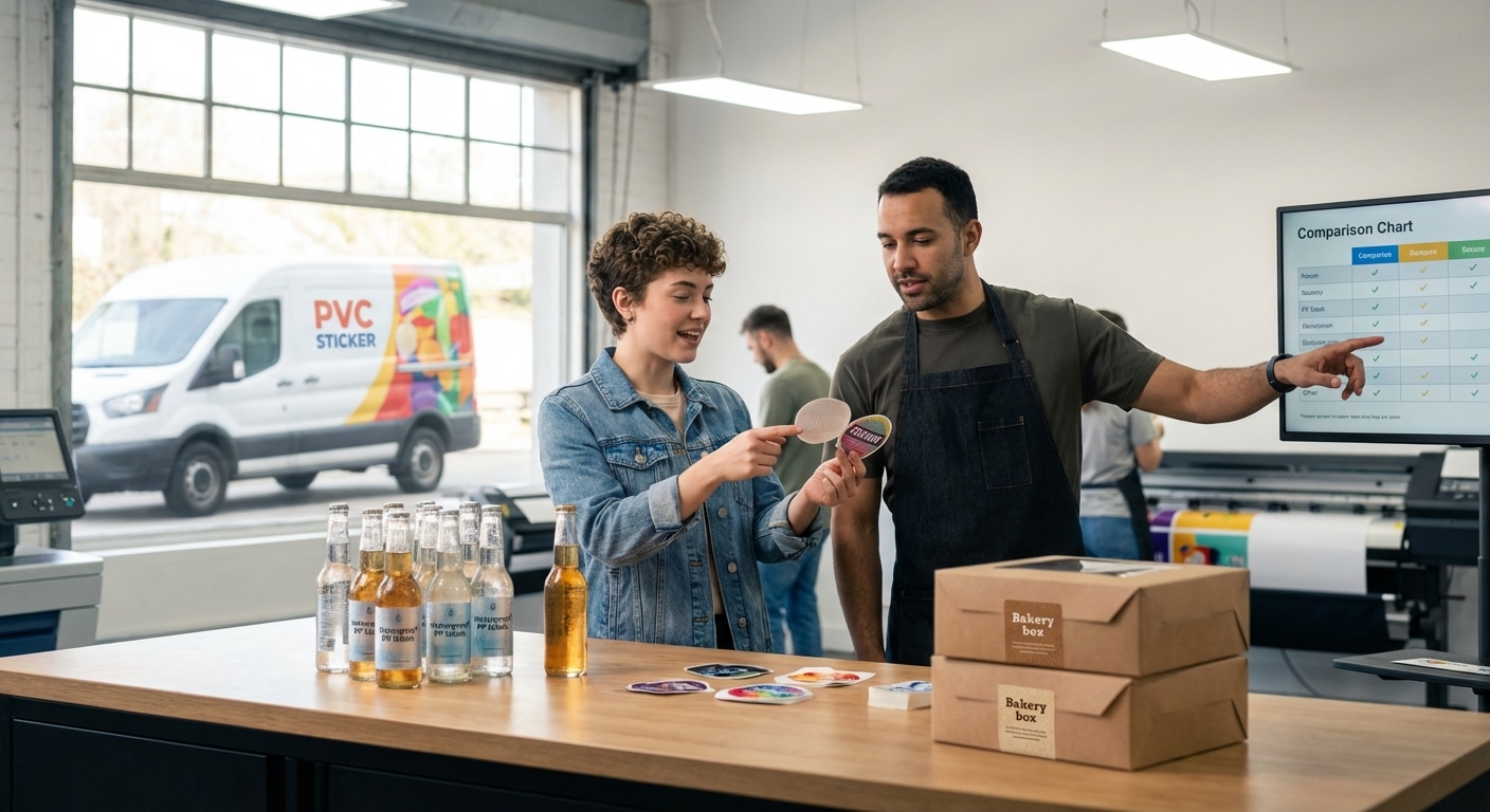 เลือกผิดชีวิตเปลี่ยน! เจาะลึก 5 เนื้อสติ๊กเกอร์ยอดฮิตปี 2026 แบบไหนกันน้ำ แบบไหนประหยัดงบ? - popular-sticker-types-guide-2026-pp-pvc-paper