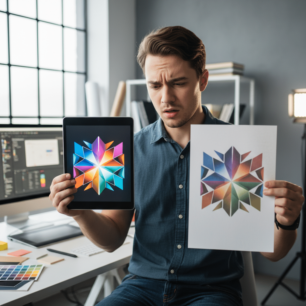 ออกแบบในคอมสีสด พิมพ์จริงทำไมหมอง? ไขปริศนา 'RGB vs CMYK' จบปัญหาสีเพี้ยนถาวร - rgb-vs-cmyk-printing-color-mode-guide