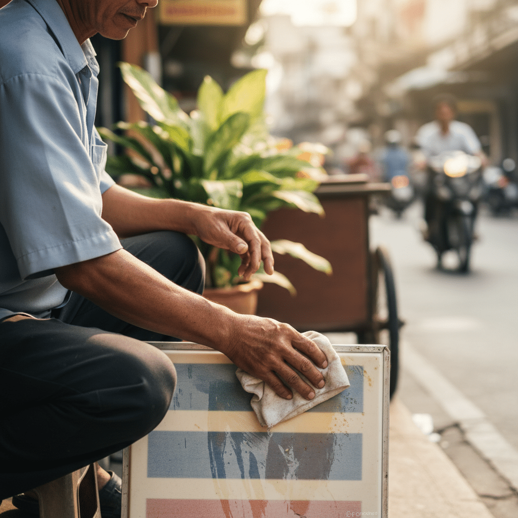 เคล็ดลับดูแลป้ายร้านให้สวยนาน สีไม่ซีด ยืดอายุใช้งาน - shop-signage-maintenance-tips