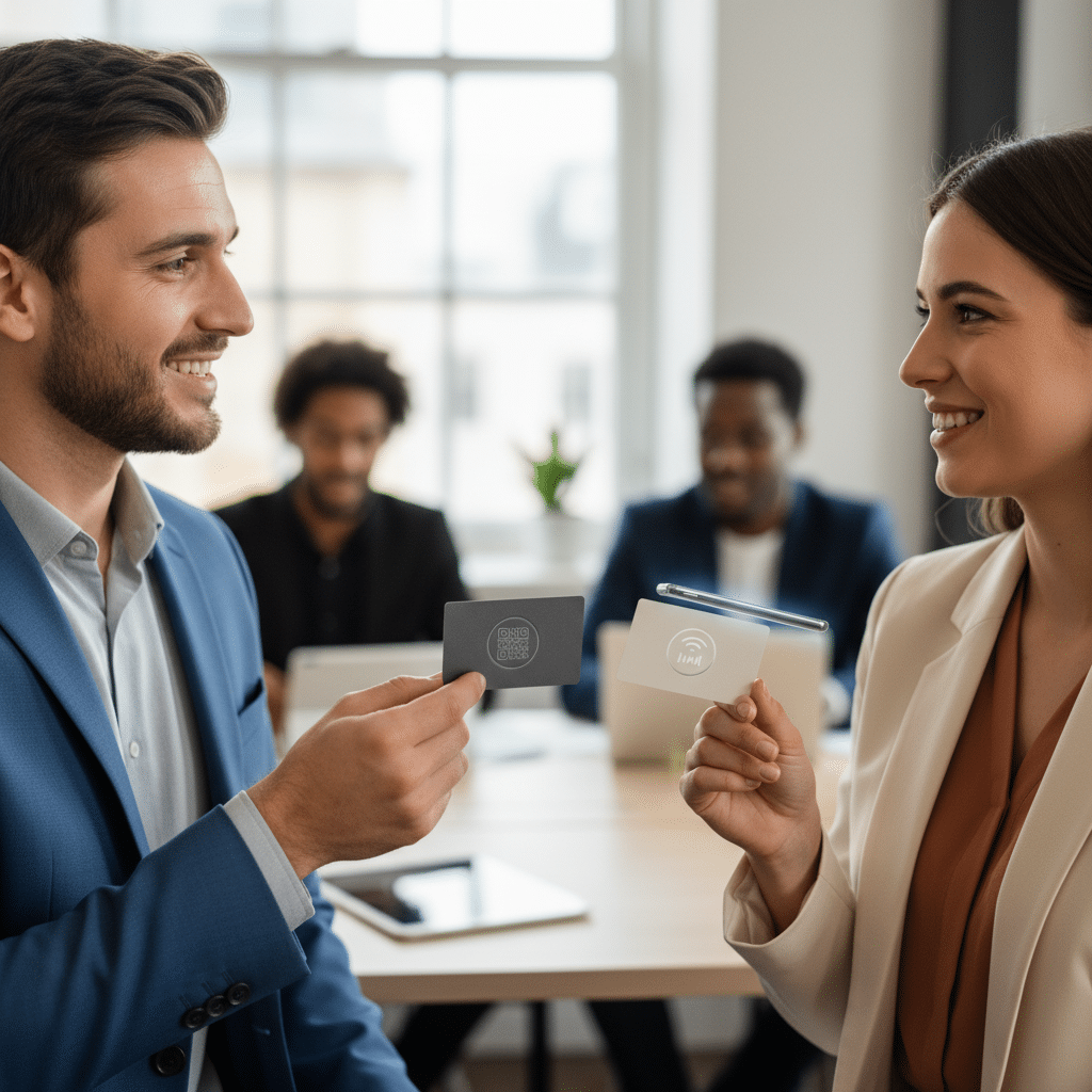 นามบัตรยุคใหม่: ใส่ QR Code หรือ NFC ดีกว่ากัน? - smart-business-card-qr-vs-nfc