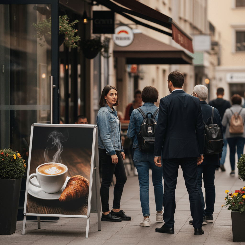 ป้ายสแตนดี้: อาวุธลับ SME ดึงลูกค้าเข้าร้านทันที - sme-standee-storefront-marketing