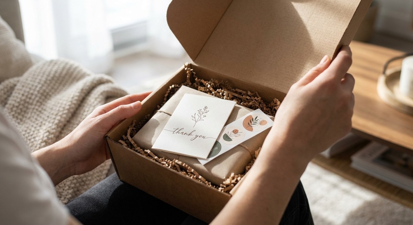 ส่งของให้เหมือนได้ของขวัญ! สร้าง 'Unboxing Experience' มัดใจลูกค้าออนไลน์ด้วย Thank You Card และสติ๊กเกอร์แบรนด์ - unboxing-experience-print-marketing-strategy-2026