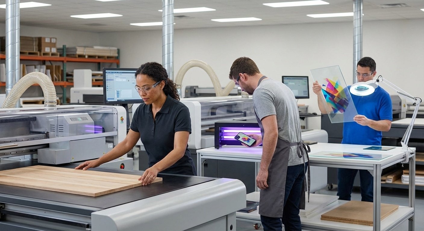 รู้จัก 'UV Direct Print' เทคโนโลยีปี 2026 พิมพ์ลงไม้-กระจก-เคสได้ ไม่ง้อบล็อก! - uv-direct-print-technology-2026-guide