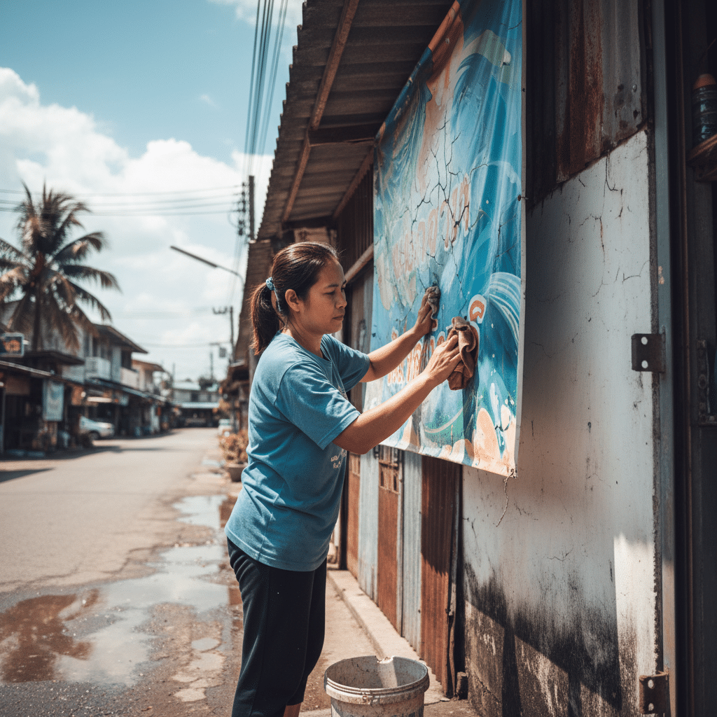 ยืดอายุ 'ป้ายไวนิล' สู้แดดฝนเมืองไทย ทำยังไง? - vinyl-sign-sticker-maintenance-thailand