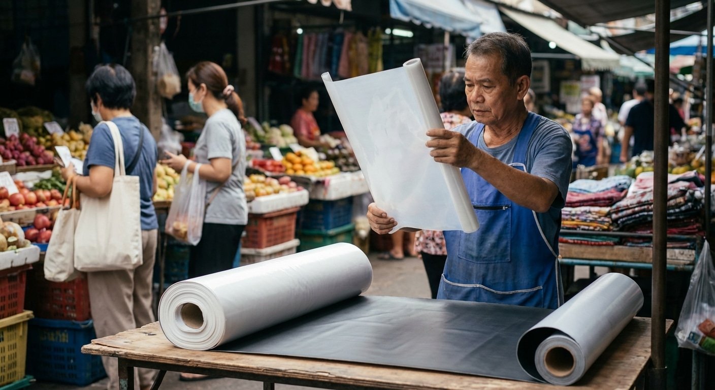 บางไปก็ขาด หนาไปก็แพง! วิธีเลือก 'ความหนาไวนิล' (Vinyl) ให้เหมาะกับงาน ป้ายชั่วคราว vs ป้ายถาวร - vinyl-thickness-guide-360g-vs-440g