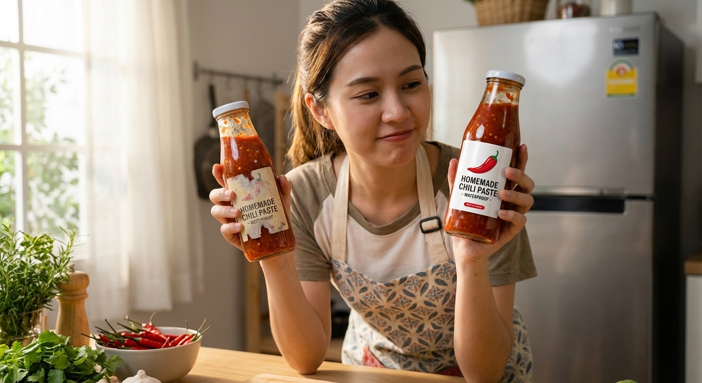 แช่ตู้เย็นแล้วเปื่อย! จบปัญหาสติ๊กเกอร์ลอกด้วย 'สติ๊กเกอร์ PP' กันน้ำ 100% สำหรับสายเครื่องดื่มและของสด - waterproof-pp-sticker-vs-paper-frozen-food-label