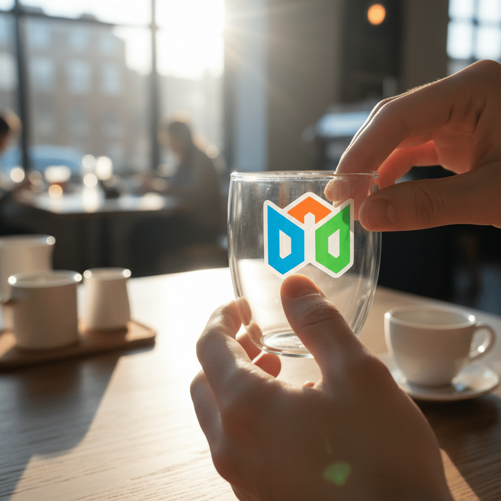 สติ๊กเกอร์ใสติดแล้วจม? ต้องสั่ง 'พิมพ์รองขาว' เทคนิคเพิ่มสีสดให้โลโก้เด่นบนแก้วใส - white-ink-underprint-transparent-sticker-guide