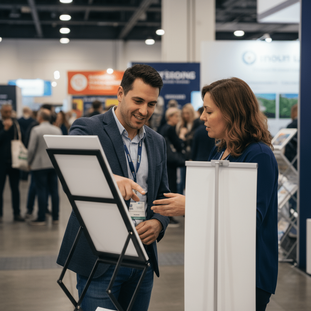 ออกบูธงบน้อยใช้อะไรดี? ศึกชิงบัลลังก์ 'X-Stand vs Roll-up' ป้ายไหนคุ้มกว่า พกง่ายกว่า? - x-stand-vs-roll-up-banner-comparison