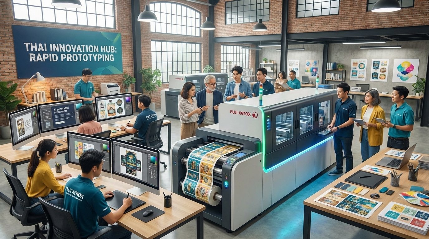 เทรนด์สิ่งพิมพ์ 2026! AI ปฏิวัติการออกแบบฉลาก SME - 2026-ai-label-design-trend