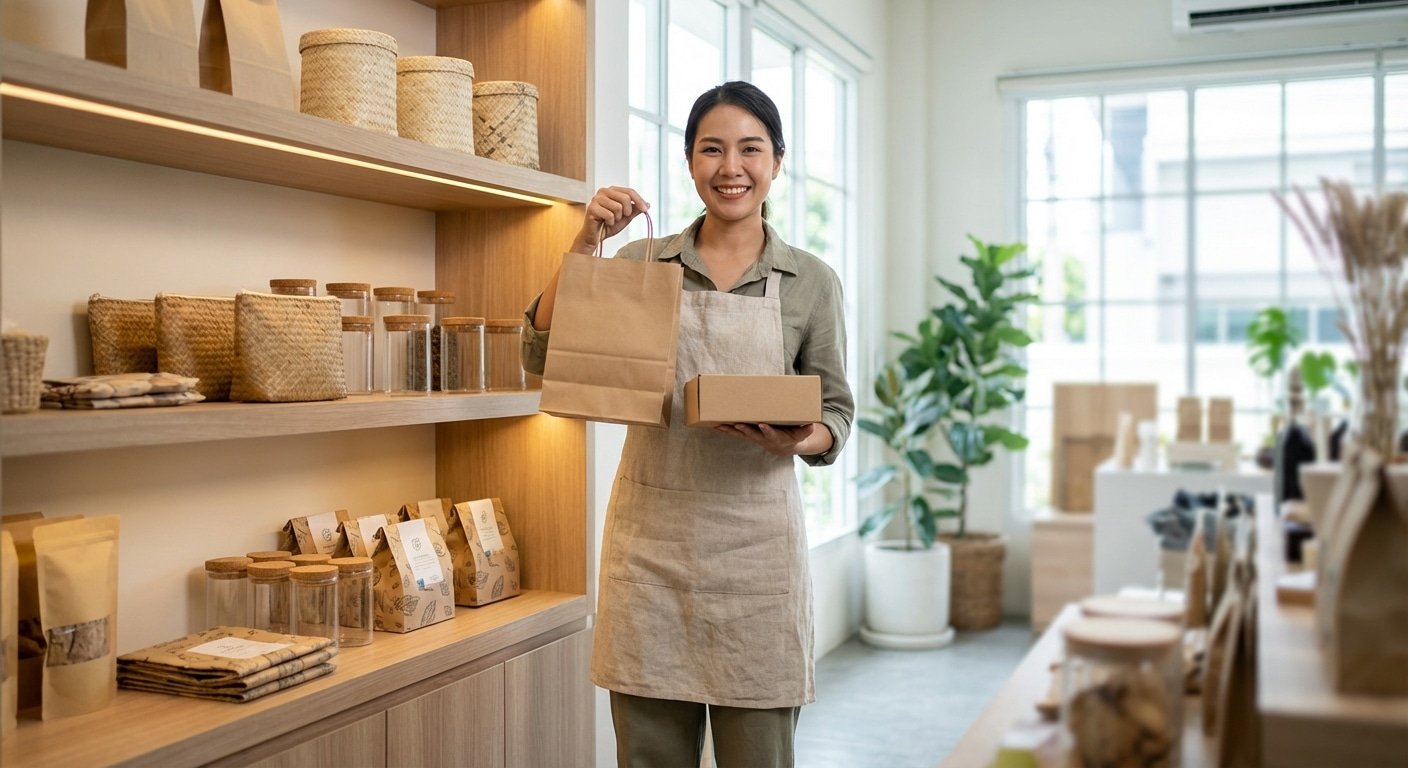 เทรนด์สิ่งพิมพ์ 2026: แพ็กเกจจิ้งรักษ์โลก ดันยอดขาย SME - 2026-eco-packaging-print-trend