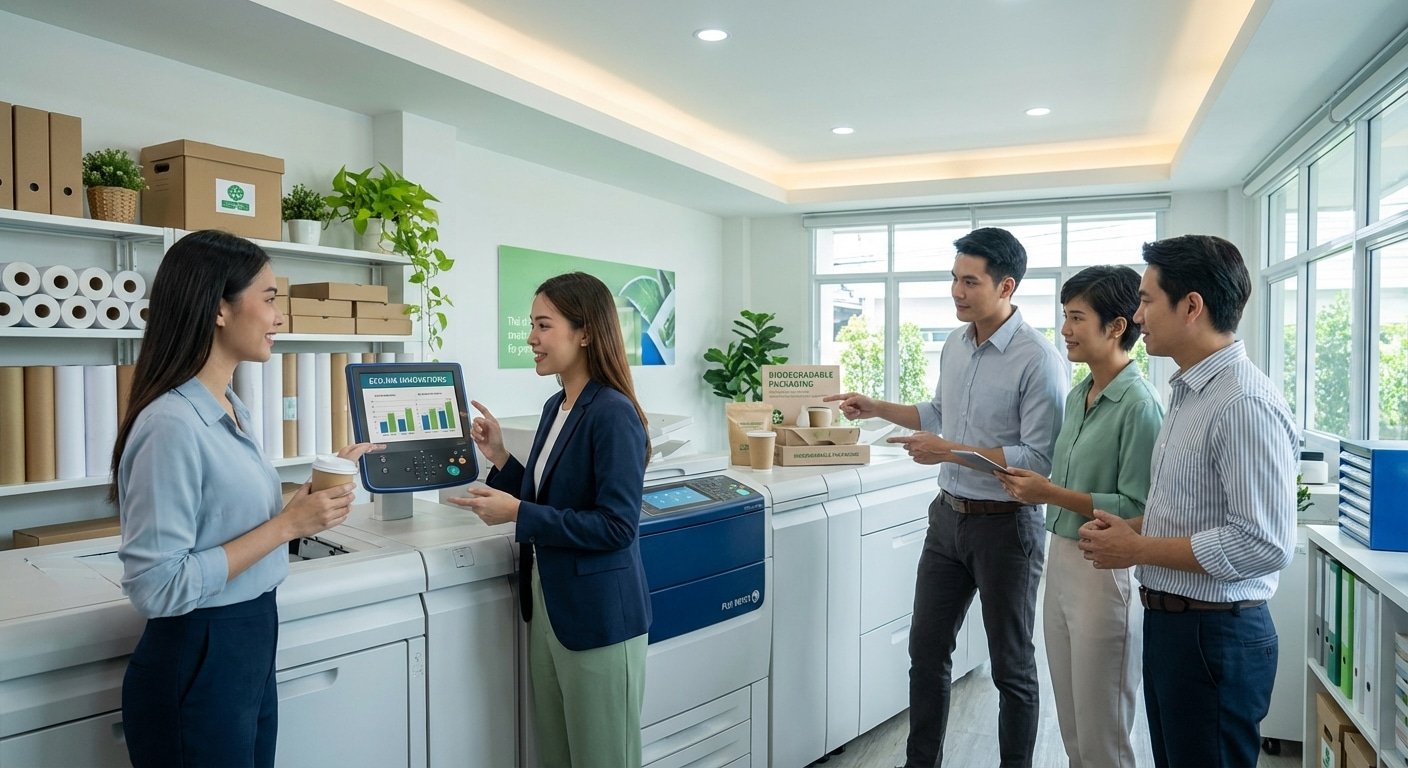 อัปเดตเทรนด์งานพิมพ์ 2026: นวัตกรรมหมึกรักษ์โลกเพื่อ SME - 2026-eco-printing-ink-trends