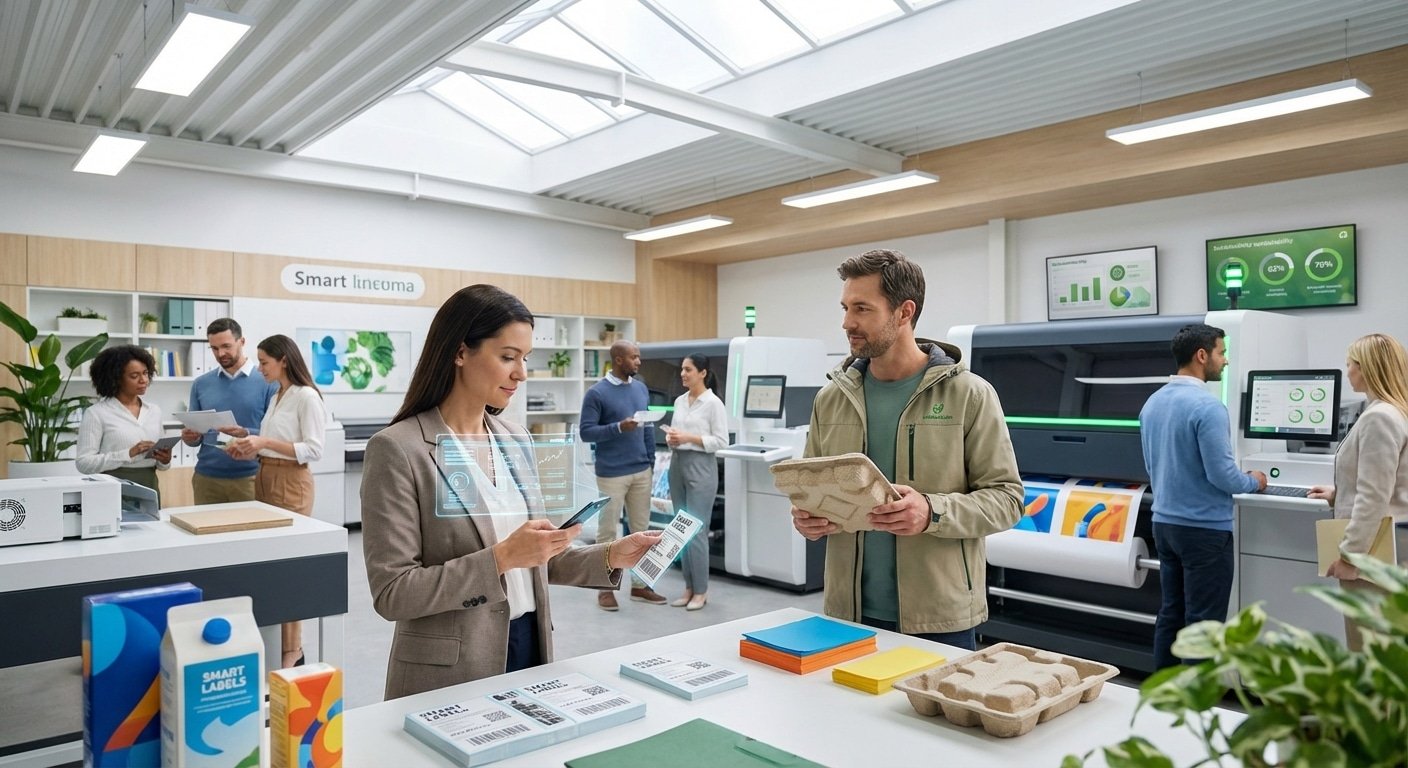 เทรนด์สิ่งพิมพ์ 2026: ฉลากอัจฉริยะและแพคเกจจิ้งรักษ์โลก - 2026-eco-smart-label-trends