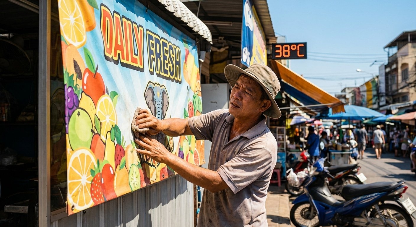 รับมือซัมเมอร์ 2026! วิธีดูแลป้ายไวนิล-ป้ายโฆษณาให้สีสดทน - 2026-outdoor-vinyl-sign-maintenance