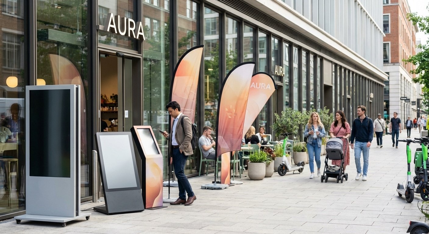 ทริคดึงลูกค้าหน้าร้าน 2026! ดันยอดขายด้วยป้ายไวนิล-สแตนดี้ - 2026-storefront-signage-marketing