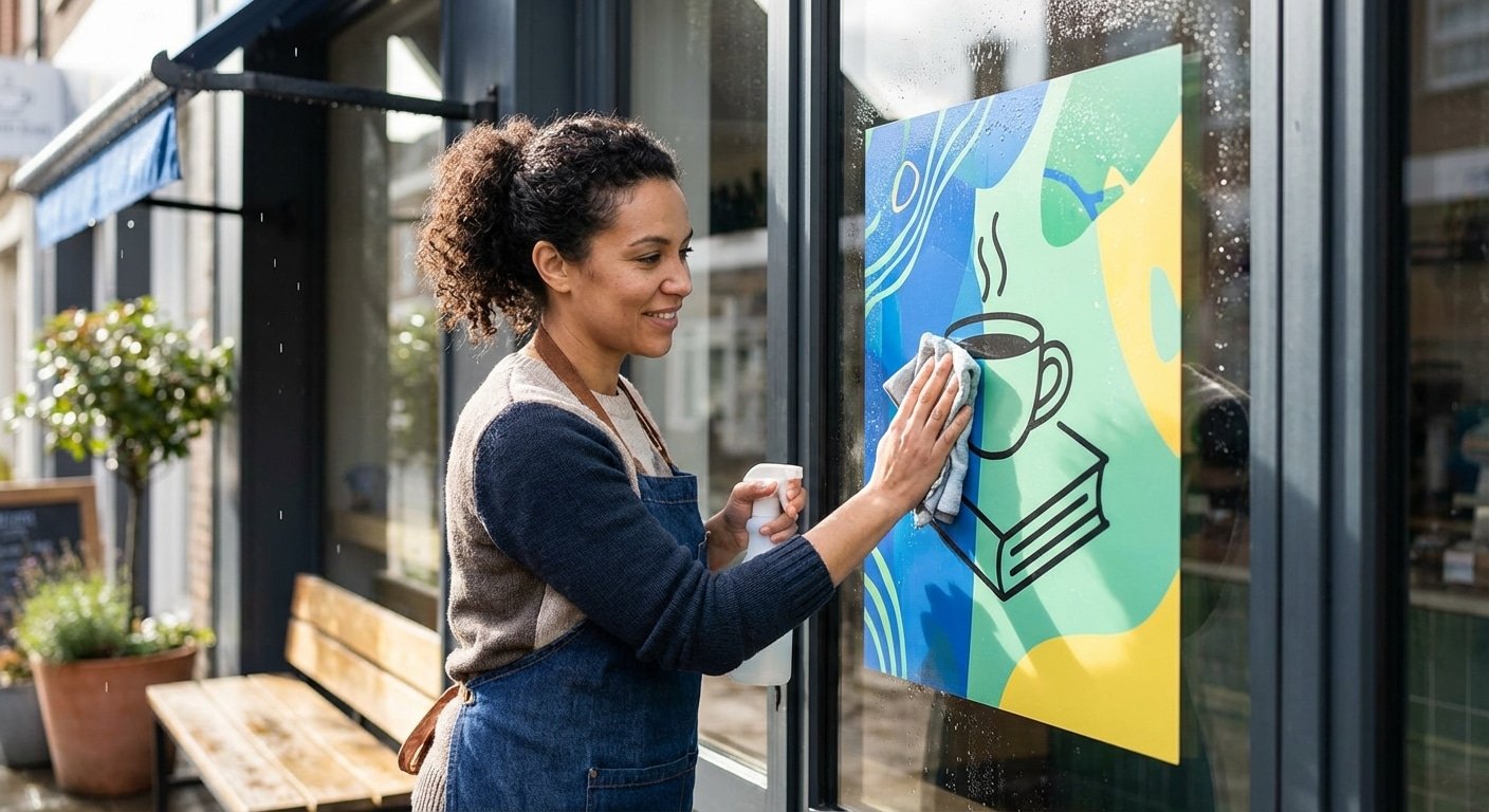 ทริคดูแลป้ายหน้าร้าน 2026! ยืดอายุสติ๊กเกอร์ให้สีสดทนแดดฝน - 2026-storefront-signage-sticker-care