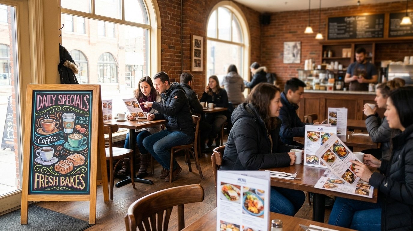 ทริคเพิ่มยอดคาเฟ่! ใช้ป้ายสแตนดี้และเมนูภาพสวยดึงดูดลูกค้า - cafe-menu-standee-marketing