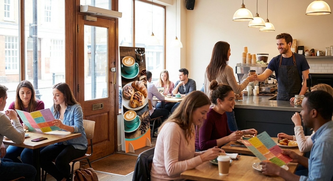 เทคนิคจัดร้านคาเฟ่! ดึงดูดลูกค้าด้วยป้ายสแตนดี้และเมนู - cafe-standee-menu-marketing