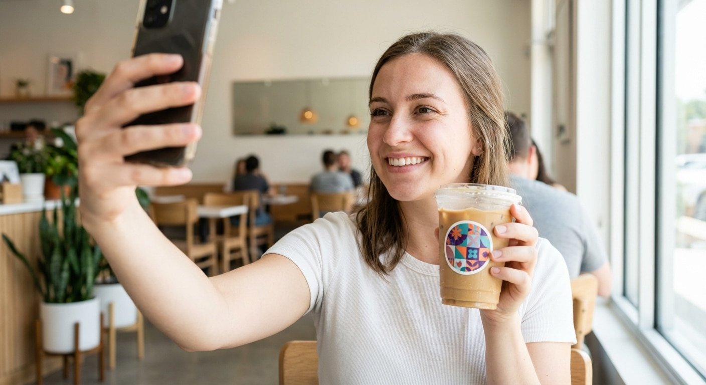 สติ๊กเกอร์ติดแก้วคาเฟ่ ทนน้ำ สีสด โดนใจสายคอนเทนต์ 2026 - cafe-waterproof-cup-sticker