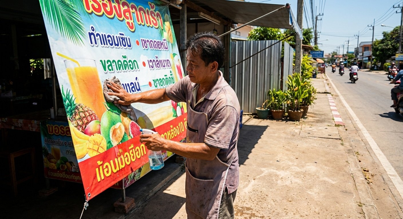 วิธีดูแลป้ายไวนิลกลางแจ้ง ท้าแดดเมืองไทย สีสดทนทาน - care-outdoor-vinyl-banner
