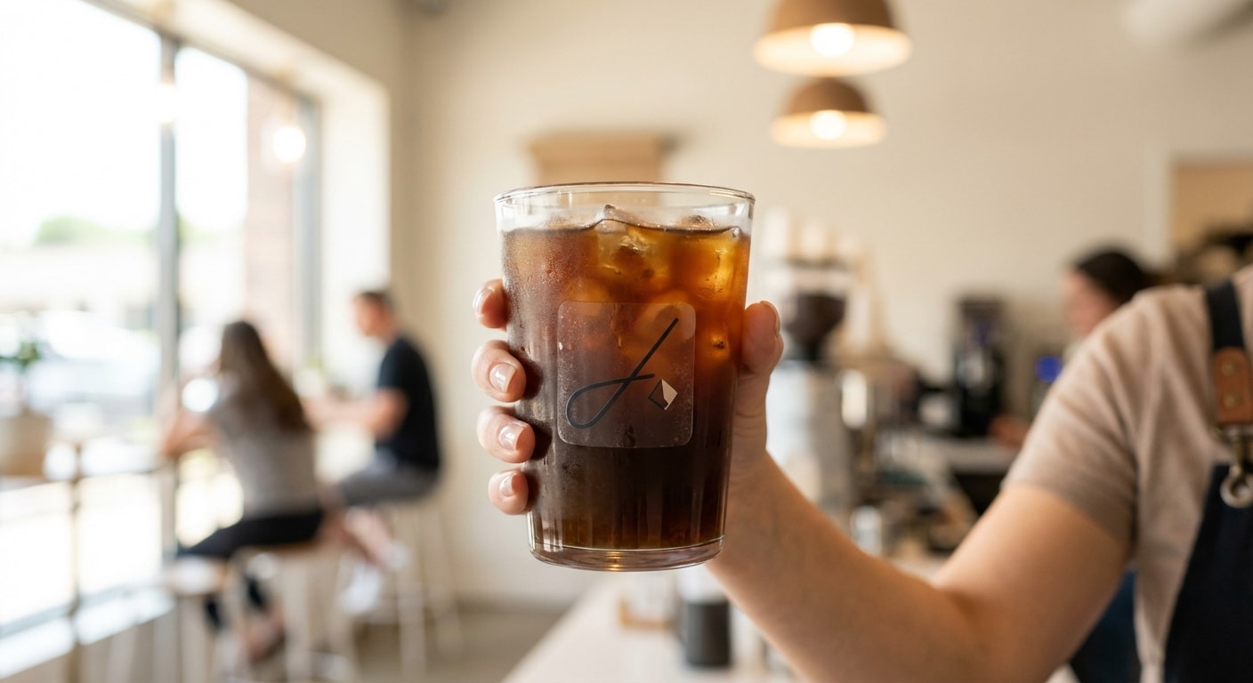 สติ๊กเกอร์ติดแก้วแบบใส ไดคัทเนี๊ยบ แช่น้ำไม่หลุด! - clear-cafe-cup-sticker-printing