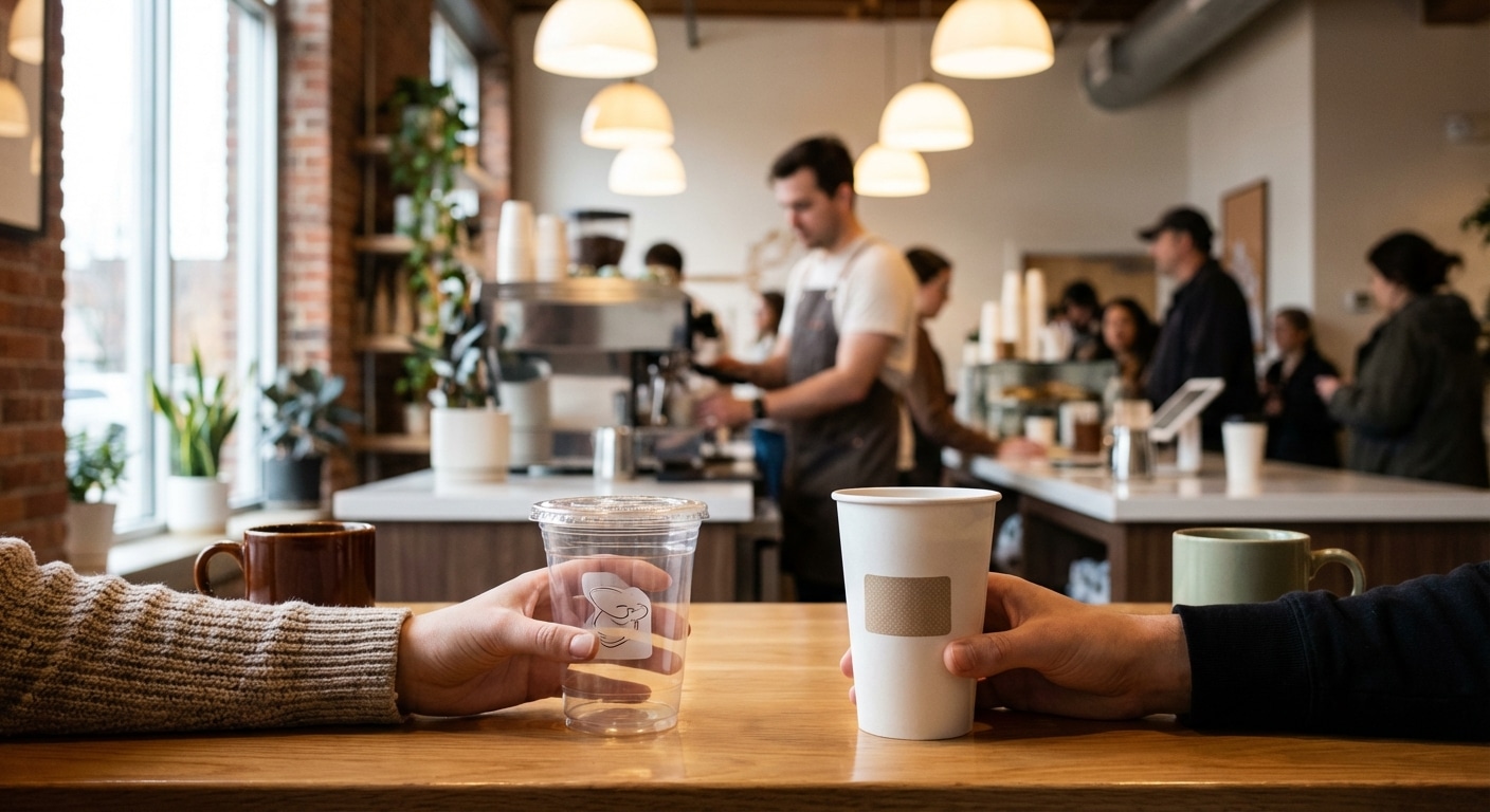 สติ๊กเกอร์ใส vs PP เลือกแบบไหนติดแก้วให้ยอดปัง? - clear-vs-pp-sticker-cafe