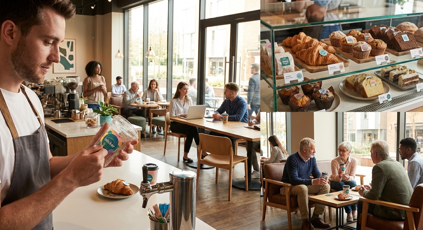 เทคนิคทำสติ๊กเกอร์ติดแก้วกาแฟ อัปยอดขายคาเฟ่ - coffee-cup-sticker-cafe-tips