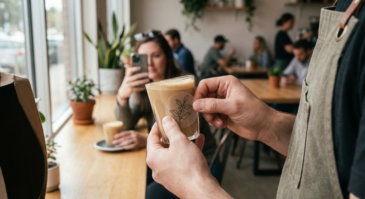 5 ทริคออกแบบสติ๊กเกอร์ติดแก้วกาแฟ เพิ่มยอดขายให้ร้านคาเฟ่ - coffee-cup-sticker-design-tips
