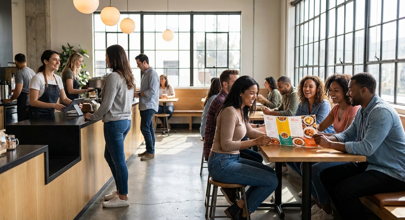 จิตวิทยาสีงานพิมพ์เมนูอาหาร ทริคอัปยอดขายคาเฟ่รับปี 2026 - color-psychology-cafe-menu-2026