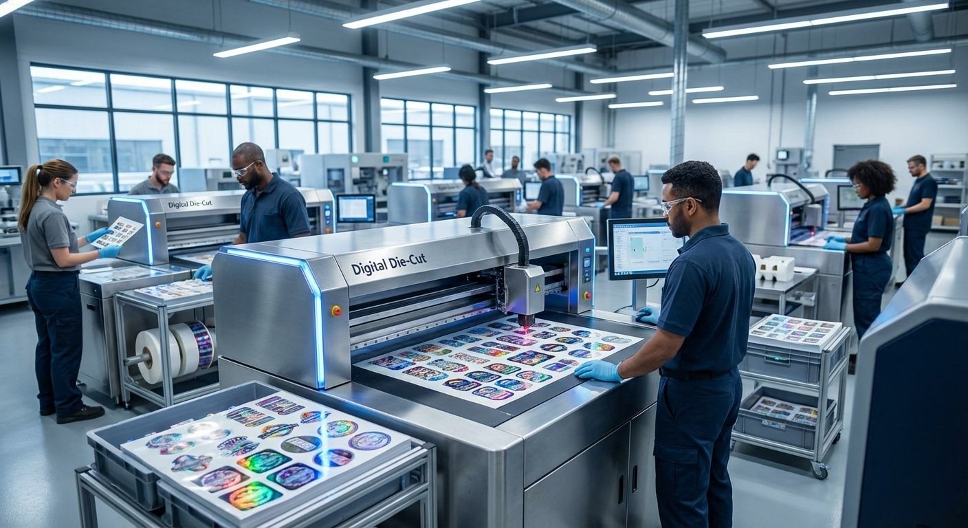 ไม่ต้องจ่ายค่าบล็อก! เจาะเทคโนโลยี 'Digital Die-Cut' 2026 ตัดสติ๊กเกอร์ทรงอิสระได้ทันที - digital-die-cut-technology-sticker-2026