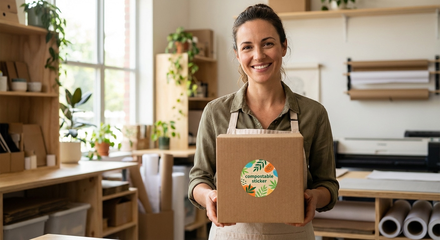 เทรนด์แพคเกจจิ้ง 2026! สติ๊กเกอร์รักษ์โลก ย่อยสลายได้ 100% - eco-friendly-sticker-trend-2026