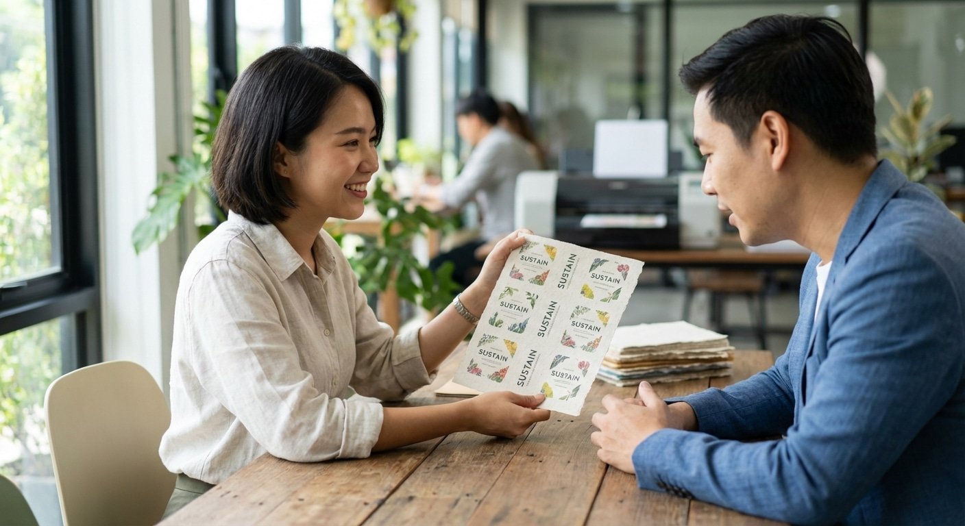 เทรนด์สิ่งพิมพ์ 2026! ฉลากและสติ๊กเกอร์รักษ์โลกครองใจ SME - eco-friendly-sticker-trend-2026