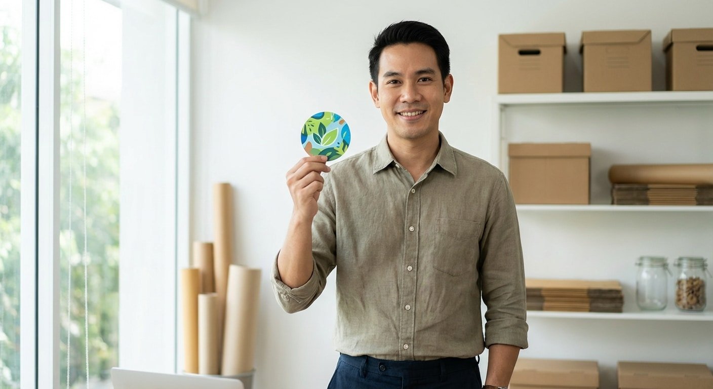 เจาะเทรนด์สิ่งพิมพ์ 2026: สติ๊กเกอร์รักษ์โลก ครองใจลูกค้า - eco-friendly-sticker-trend-2026