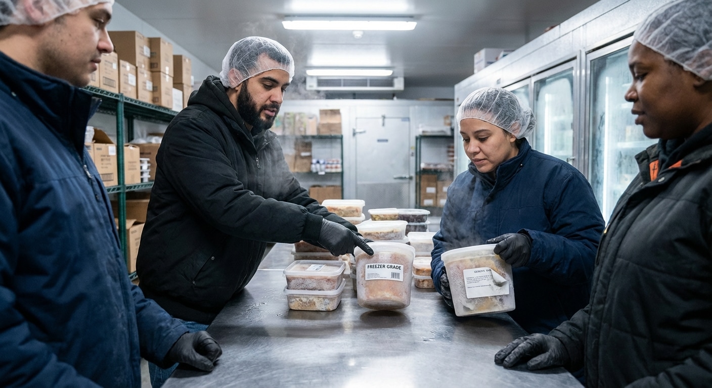 แช่เย็นแล้วลอก! จบปัญหาด้วย 'สติ๊กเกอร์กาวห้องเย็น' ปี 2026 - freezer-grade-sticker-vs-standard-food-delivery-2026