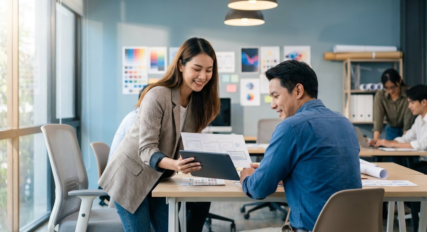 เทคนิคออกแบบโลโก้และนามบัตร 2026 มัดใจลูกค้า SME - logo-namecard-design-trends-2026