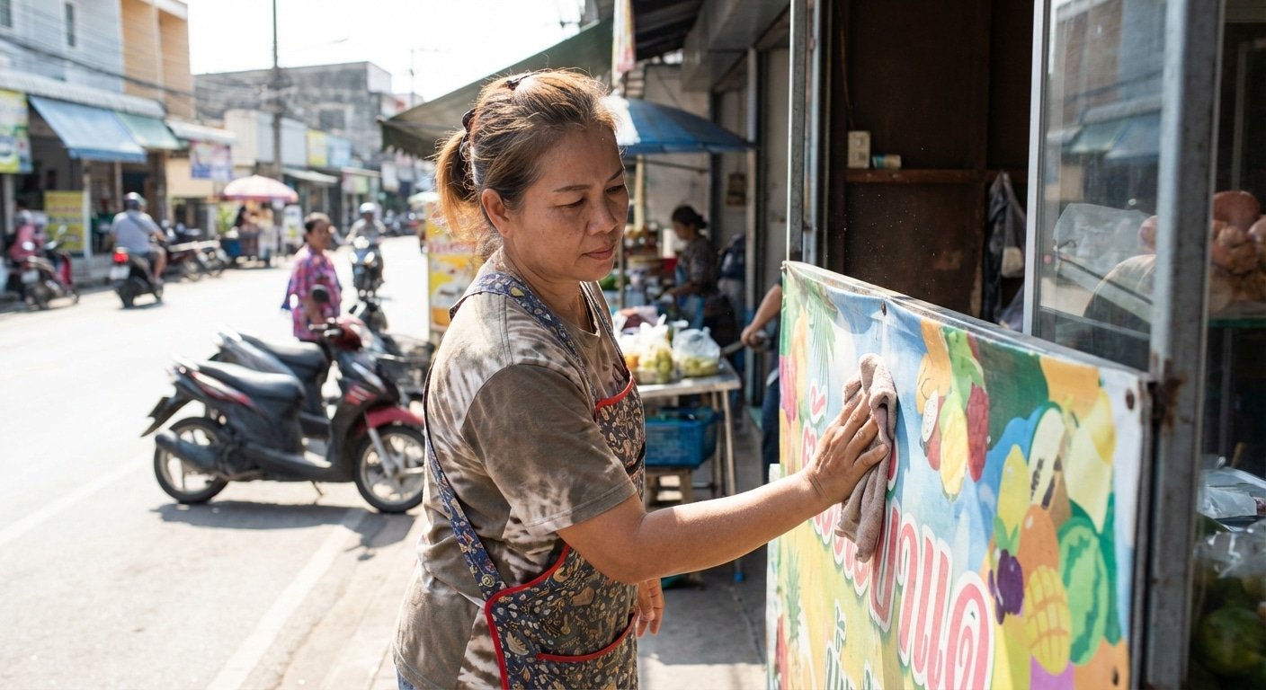 ป้ายซีดไวทำไงดี? 5 เคล็ดลับดูแล 'ป้ายไวนิล' ให้สีสดทนนาน ท้าแดดเมืองไทยปี 2026 - maintain-outdoor-vinyl-signage-long-lasting-2026